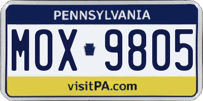 PA license plate MOX9805