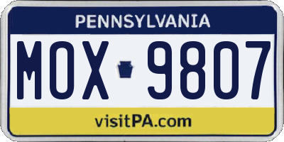 PA license plate MOX9807
