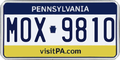 PA license plate MOX9810