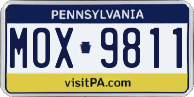 PA license plate MOX9811