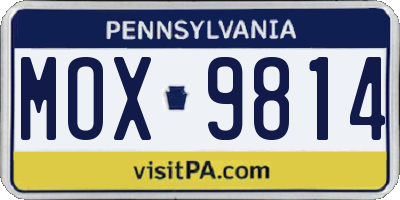 PA license plate MOX9814