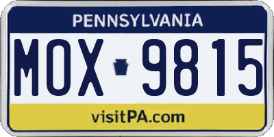 PA license plate MOX9815