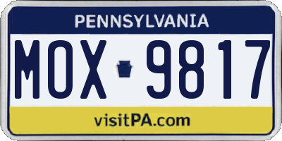 PA license plate MOX9817