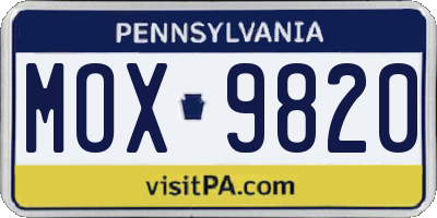 PA license plate MOX9820