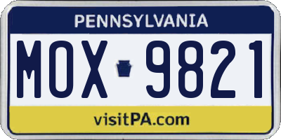 PA license plate MOX9821