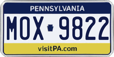 PA license plate MOX9822