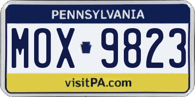 PA license plate MOX9823