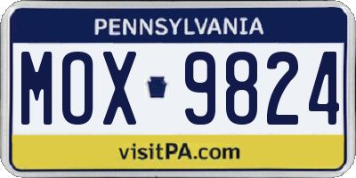 PA license plate MOX9824