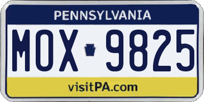 PA license plate MOX9825
