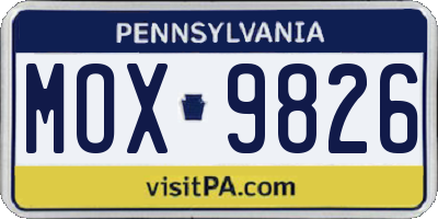 PA license plate MOX9826