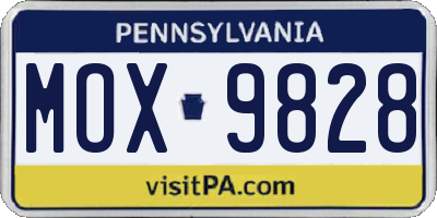 PA license plate MOX9828