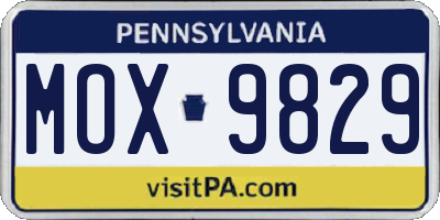 PA license plate MOX9829