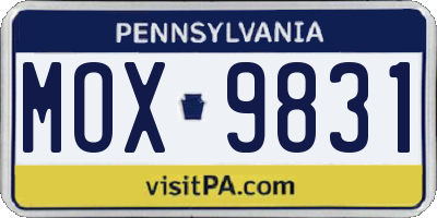 PA license plate MOX9831