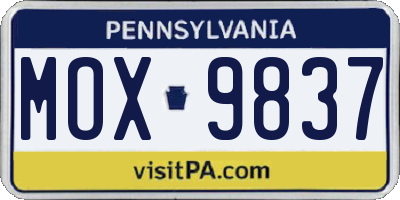 PA license plate MOX9837
