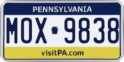 PA license plate MOX9838