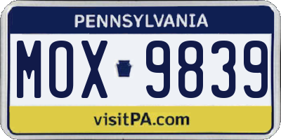 PA license plate MOX9839