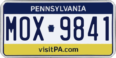 PA license plate MOX9841