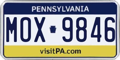 PA license plate MOX9846