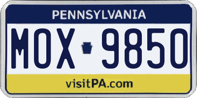 PA license plate MOX9850