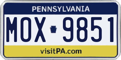 PA license plate MOX9851
