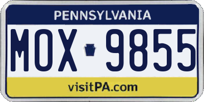 PA license plate MOX9855