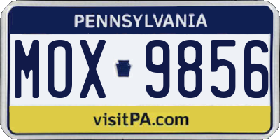 PA license plate MOX9856