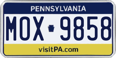 PA license plate MOX9858