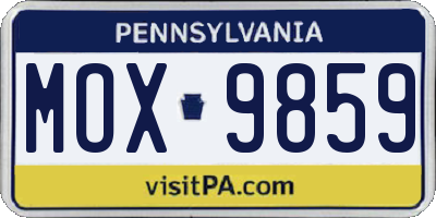 PA license plate MOX9859