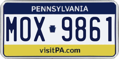PA license plate MOX9861