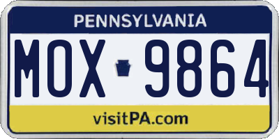 PA license plate MOX9864