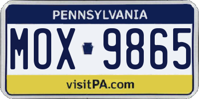 PA license plate MOX9865