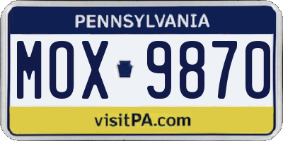 PA license plate MOX9870