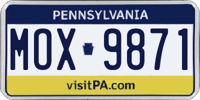 PA license plate MOX9871