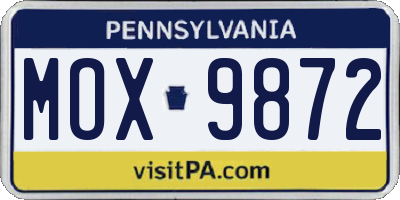 PA license plate MOX9872