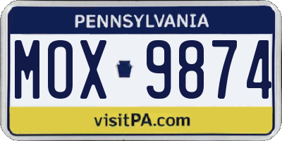 PA license plate MOX9874