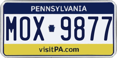 PA license plate MOX9877