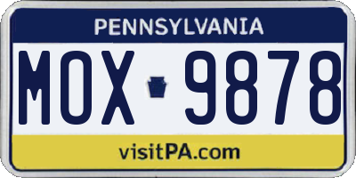 PA license plate MOX9878