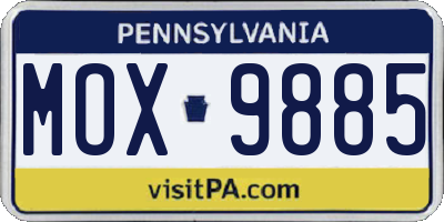 PA license plate MOX9885