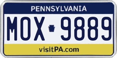 PA license plate MOX9889