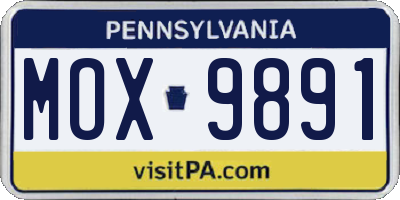 PA license plate MOX9891