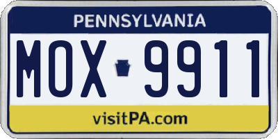PA license plate MOX9911