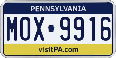 PA license plate MOX9916