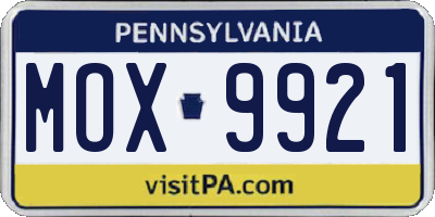 PA license plate MOX9921