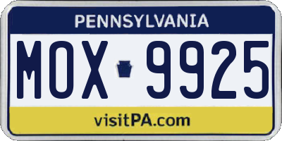PA license plate MOX9925