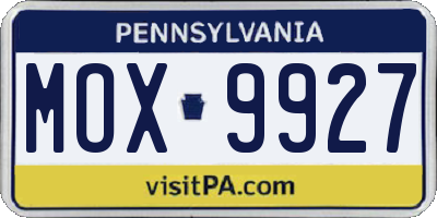 PA license plate MOX9927