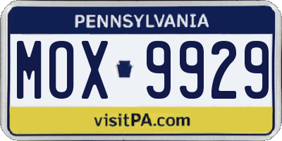 PA license plate MOX9929