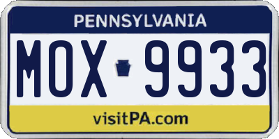 PA license plate MOX9933