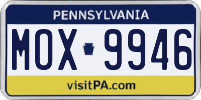 PA license plate MOX9946