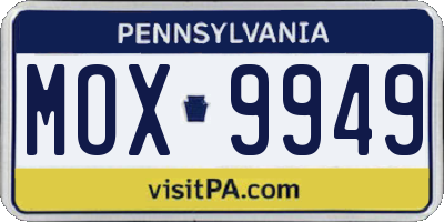PA license plate MOX9949