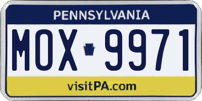 PA license plate MOX9971